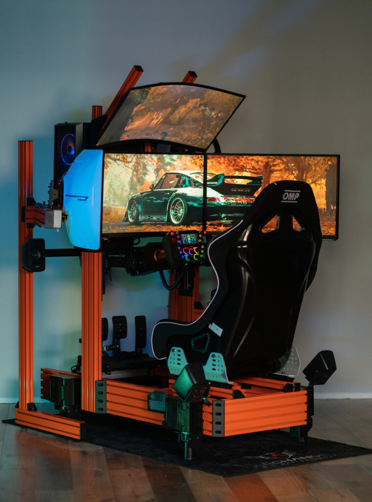 Custom Racing Simulator in Orange by Archangel Sim Racing Group